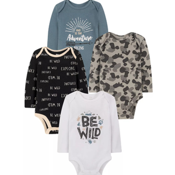 Koala Baby 4 Pack  Boys Assorted Adventure Long Sleeve Bodysuits Newborn NWT - Picture 4 of 4